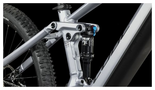 VTT Électrique Tout-Suspendu Cube Stereo Hybrid 120 Race 750 Shimano Deore/XT 12V 750 Wh 27.5'' Argent Polar 2023