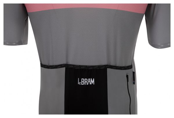 Wiederaufgearbeitetes Produkt - LeBram Eze Kurzarmtrikot Grau Rosa Fit XL