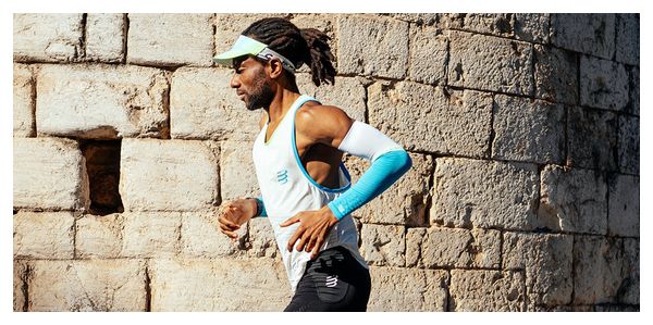 Compressport Pro Racing-vizier Wit/Blauw/Groen