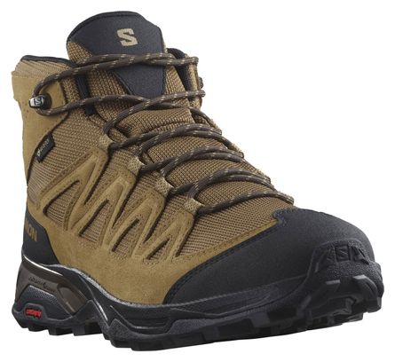 Salomon X Ward Leather Mid Gore-Tex Trail Shoes Brown/Black