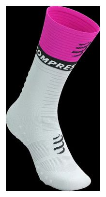 Chaussettes Compressport Mid Compression Socks V2.0 Blanc/Jaune/Rose