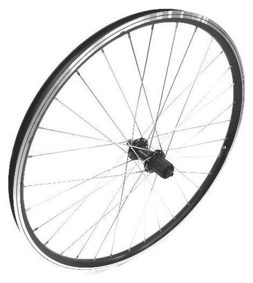 ROUE 26  VTT ARRIERE JANTE ALU DOUBLE PAROI NOIRE FREIN PATIN MOYEU ALU BLOCAGE RAPIDE CASSETTE .