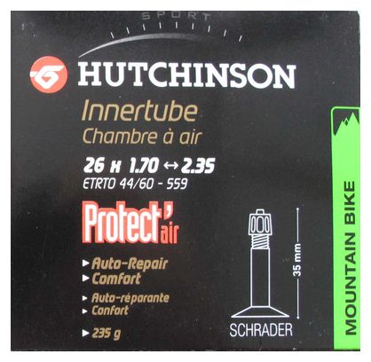 Hutchinson Chambre à air Butyl Protect'Air 26*1.70 à 2.35 Schrader Grosse Valve (à l'unité)