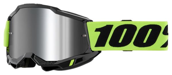 Máscara de BTT 100 % Accuri 2 Junior Amarillo Neón - Espejo Plateado 