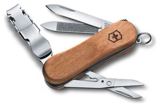 Couteau suisse Victorinox Coupe-ongles en bois 580 0.6461.63B1 avec 6 fonctions dont la lime et le coupe-ongles  présenté sous