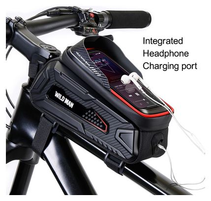 1L waterproof hard shell bike frame bag touchscreen