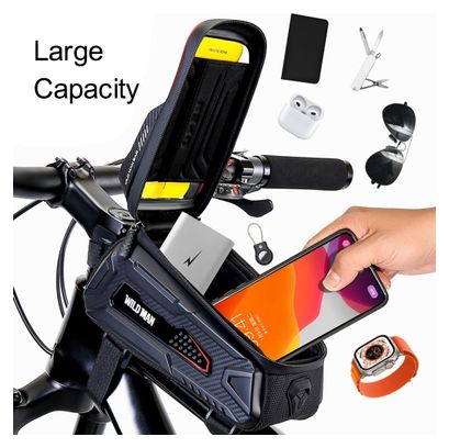 1L waterproof hard shell bike frame bag touchscreen