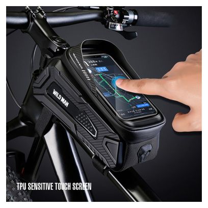 1L waterproof hard shell bike frame bag touchscreen
