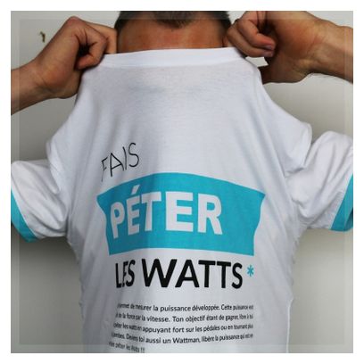 T-Shirt Pi:ik Fais Péter les Watts Blanc/bleu
