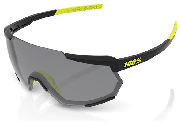 Occhiali 100% Racetrap Gloss Black Smoke Lens / Nero / Giallo