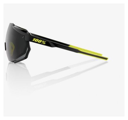 Glasses 100% Racetrap Gloss Black Smoke Lens / Black / Yellow