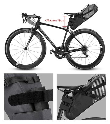Sacoche de selle étanche 10 L  noire et grise.