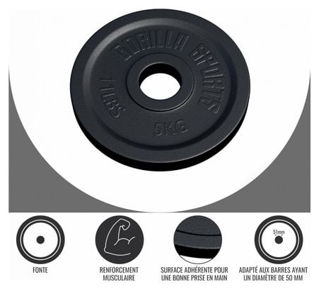 Disques Olympiques en fonte - 50/51 mm - Poids : 5 KG