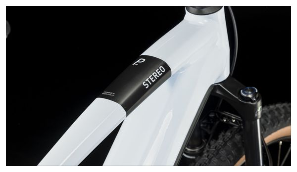 VTT Électrique Tout-Suspendu Cube Stereo Hybrid 120 Pro 750 Shimano Deore 12V 750 Wh 27.5'' Blanc Flash 2023