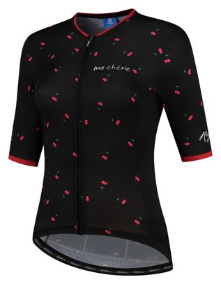 Maillot Manches Courtes Velo Rogelli Fruity - Femme - Noir/Rouge