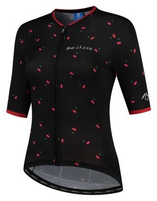 Maillot Manches Courtes Velo Rogelli Fruity - Femme - Noir/Rouge