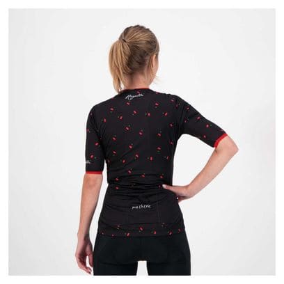 Maillot Manches Courtes Velo Rogelli Fruity - Femme - Noir/Rouge