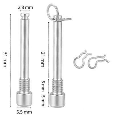 2er-Set Toopre M4 Titanlegierung TC4 Bremsattelschrauben mit Sicherungsringen Silber Shimano-kompatibel