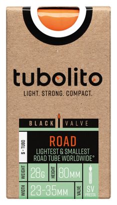 Tubolito S-Tubo Road Leichtbau-Schlauch 700 mm Presta 80 mm (schwarzes Ventil)