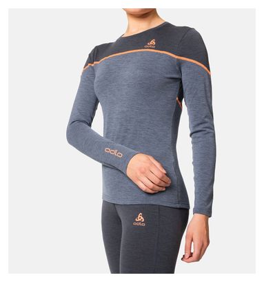 Base Layer Odlo Women's Revelstoke Performance Wool Warm Grey/Blue