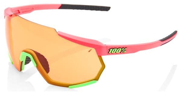 100% Racetrap Sunglasses Matte Washed Out Neon Pink / Persimmon Lens