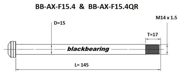 Vorderachse schwarzes Lager Fox QR 15 mm - 145 - M14x1.5 - 17 mm