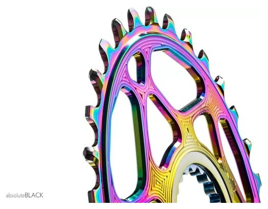 Plateau Narrow Wide Ovale AbsoluteBlack Mono Direct Mount Chainring pour Transmissions Shimano 12 V Rainbow