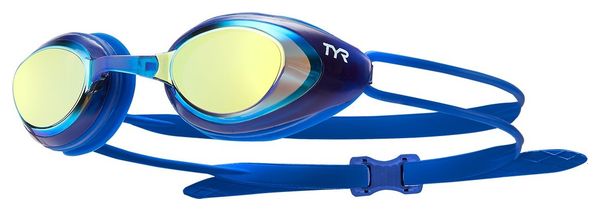 Tyr Black Hawk Swim Goggles Mirror Blue Gold