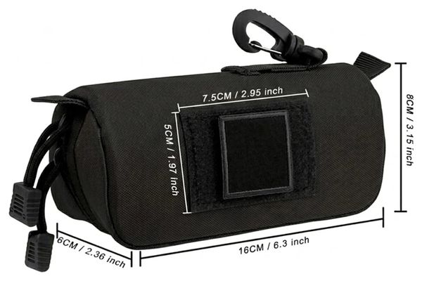 Etui Sportenzia tactique lunettes semi-rigide Molle clip mousqueton protection anti-écrasement Noir