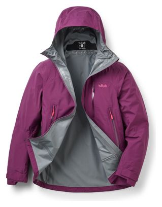 Giacca impermeabile Rab Downpour Mountain viola da donna