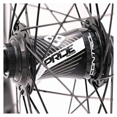 Pair of Pride Racing Gravity Control V2 20" Wheels (406) | 20x100 - 15x110 mm | 6 Holes | Gloss Black/White