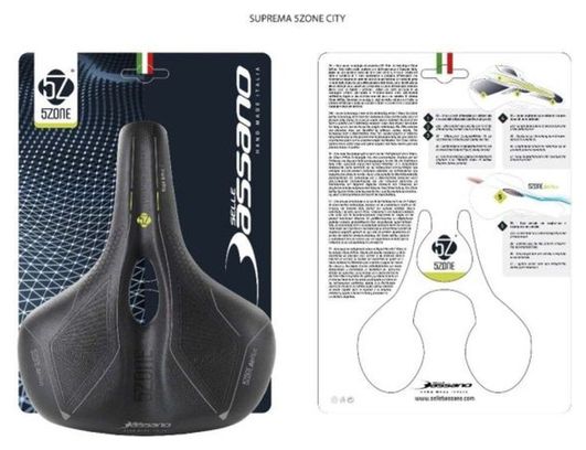 SELLE BASSANO Selle de vélo Suprema 5zone EL Ville - Noir