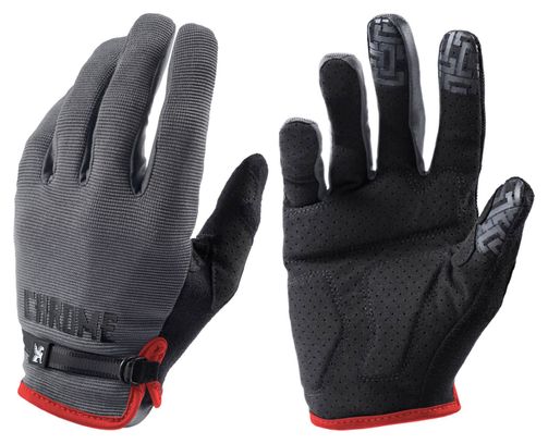 Lange Chrom-Fahrradhandschuhe Grau / Schwarz
