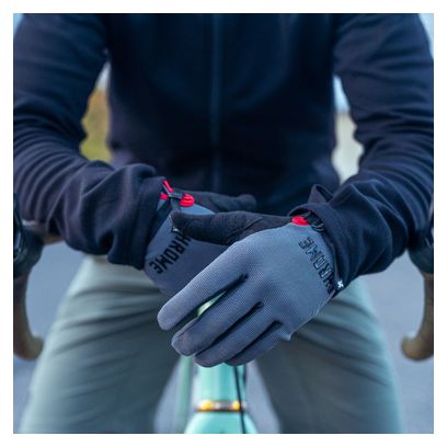 Lange Chrom-Fahrradhandschuhe Grau / Schwarz