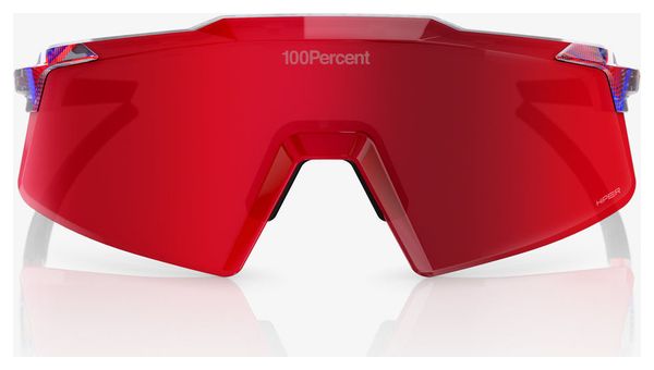 Occhiali 100% Aerocraft FDJ Gloss Traslucido Rosso/Blu Rosso Fuoco a specchio