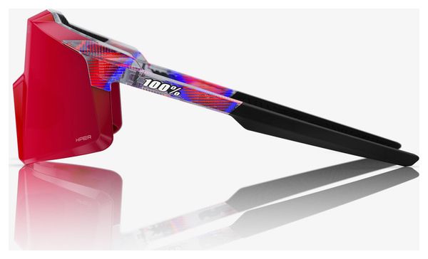 Occhiali 100% Aerocraft FDJ Gloss Traslucido Rosso/Blu Rosso Fuoco a specchio