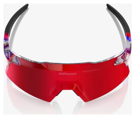 Occhiali 100% Aerocraft FDJ Gloss Traslucido Rosso/Blu Rosso Fuoco a specchio