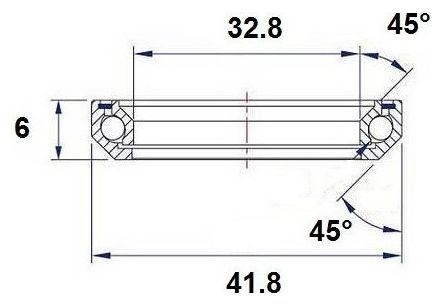 Cuscinetto nero C5 Cuscinetto dello sterzo 32,8 x 41,8 x 6 mm 45/45 °