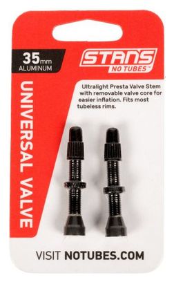 Stan's NoTubes - Paire de valves  Universal  Al  Presta  35mm  Black