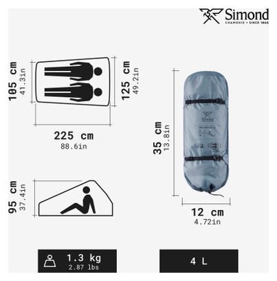 Tarp-tent voor 2 personen Simond MT900 Blauw