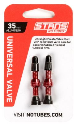 Stan's NoTubes - Paire de valves  Universal  Al  Presta  35mm  Rouge