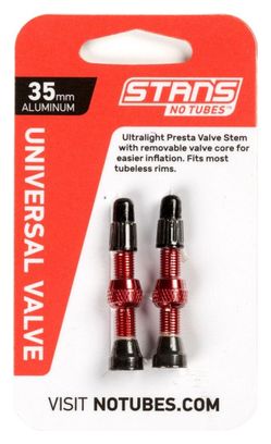 Stan's NoTubes - Paire de valves  Universal  Al  Presta 35mm  Rouge