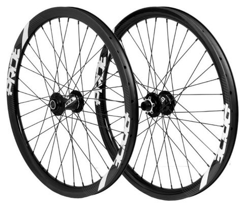 Pride Racing Gravity Control V2 24" Wheel Set (507) | 20x100 - 15x100 mm | 6-Hole | Gloss Black/White