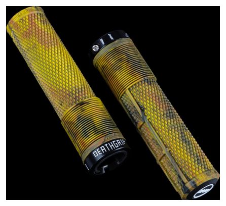 Paire de Grips DMR Deathgrip2 Flangeless Grips Camouflage jaune