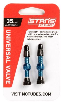 Stan's NoTubes - Paire de valves  Universal  Al  Presta 35mm  Blue