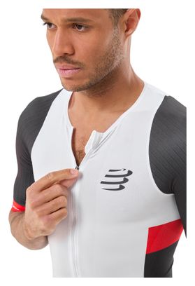 Compressport Stream Men's Short-Sleeve Jersey - White/Black/Red