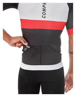 Compressport Stream Men's Short-Sleeve Jersey - White/Black/Red
