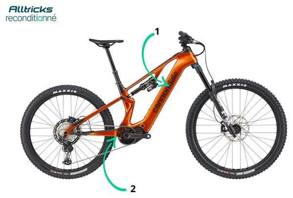 VTT Électrique Tout-Suspendu Cannondale Moterra SL 2 12V 600Wh Shimano 85Nm MX (29/27.5'') Orange T.M 163/175cm - Produit Reconditionné
