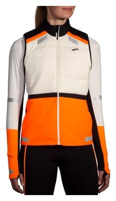 Ärmellose Thermojacke Brooks Run Visible 2.0 Weiß/Orange Damen