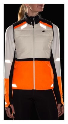 Ärmellose Thermojacke Brooks Run Visible 2.0 Weiß/Orange Damen